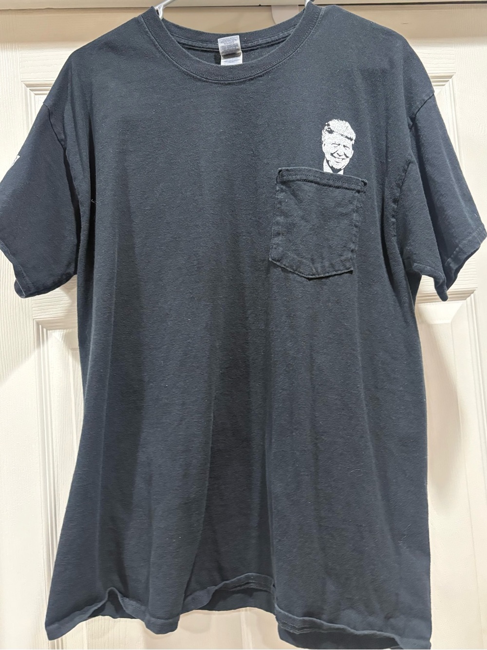 Gildan Black Short-Sleeve Pocket Tee with Small White Chest Graphic